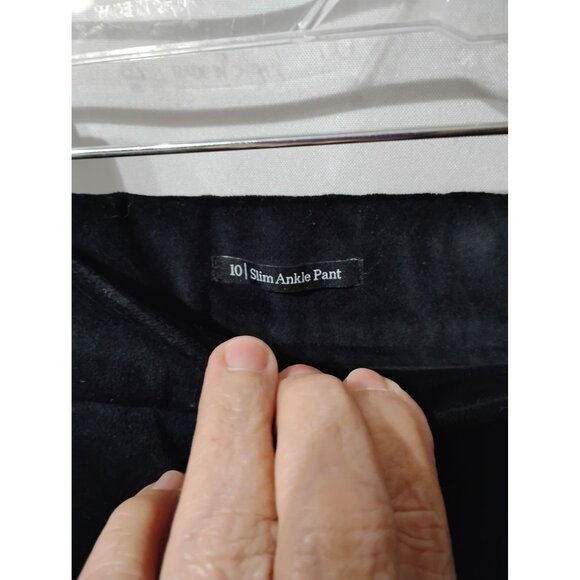 Talbots NWT velour pants black slim leg ankle lgth. size 10 cotton poly spandex - Picture 2 of 7